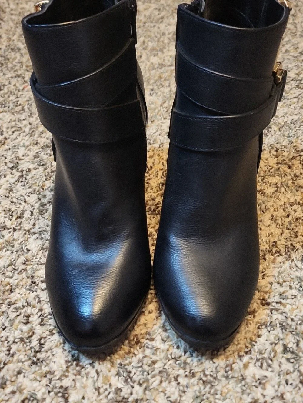 Apt. 9 Black Ankle Booties with Gold Buckle Detail